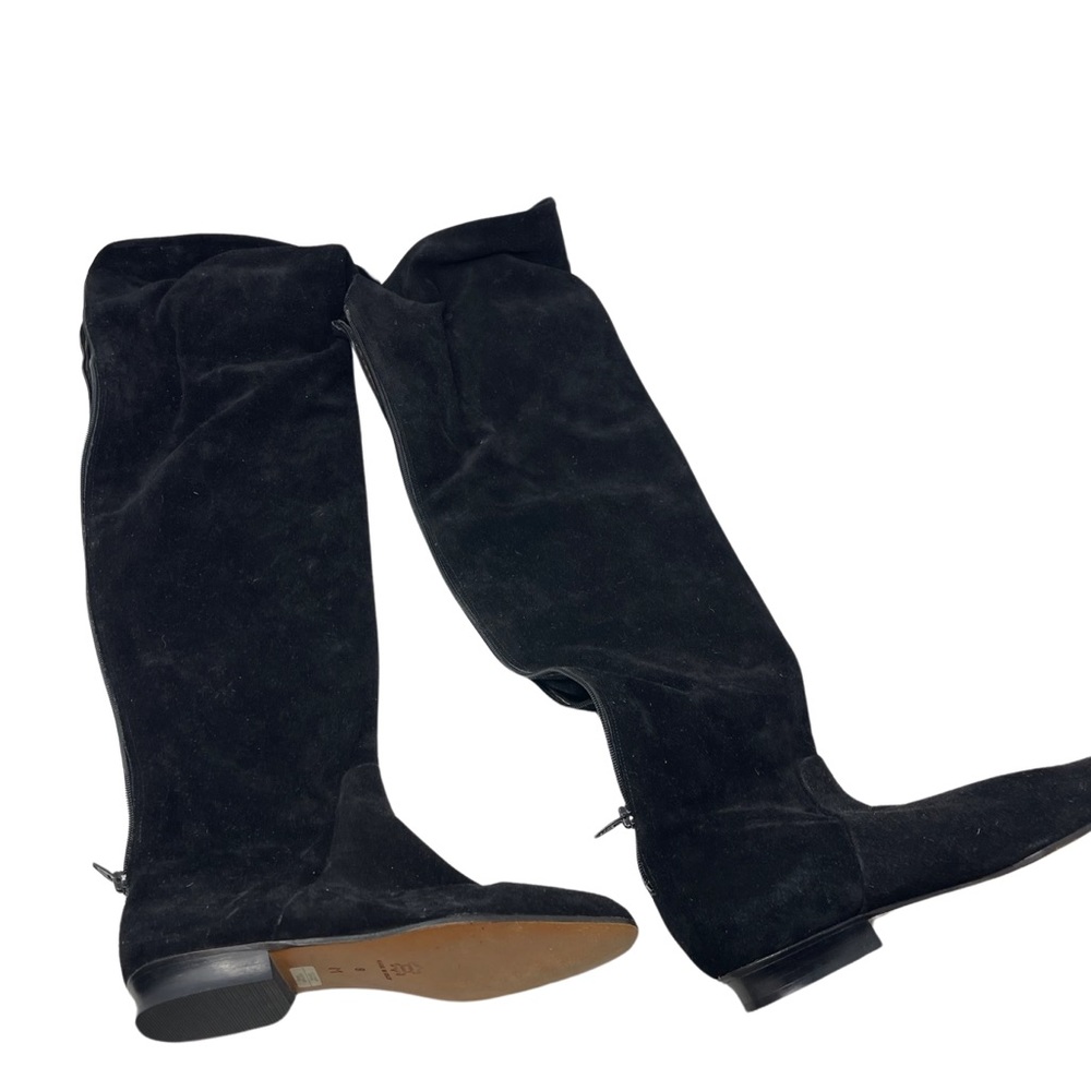 Vintage black over the knee teal suede narrow boots sz 8